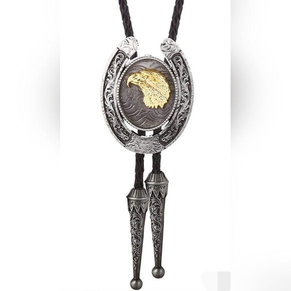 New eagle horseshoe leather bolo tie approximately 40" - Picture 3 of 4